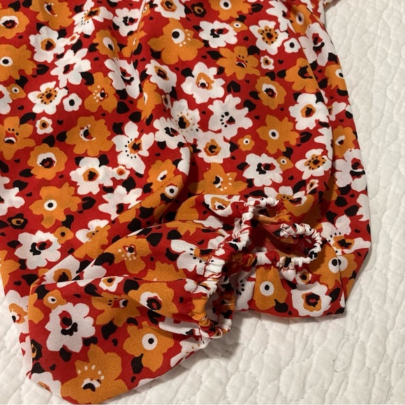 NWT A Love Story Brand Blouse | Puffy Pirate Shirt Sleeves | Vibrant Orange - Picture 9 of 11